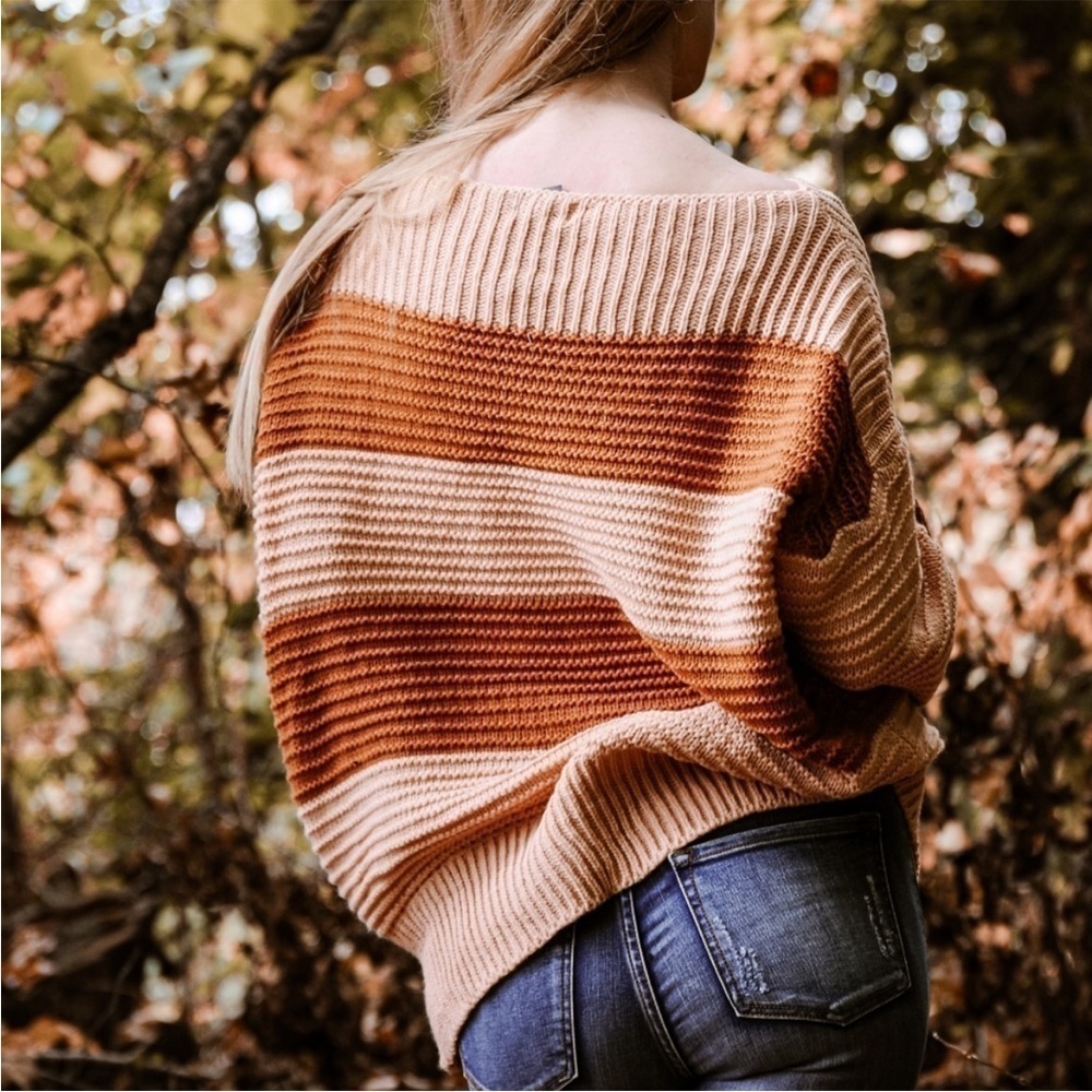 Blue B New Striped Sweater in Salmon/Rust Color Combo - Picture 4 of 9